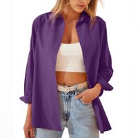 Women's Blouse Long Sleeve Blouses Button Fashion Solid Color main image 2
