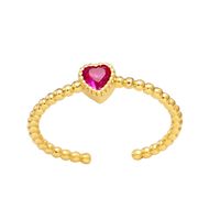 Fashion Heart Shape Copper Inlay Zircon Open Ring 1 Piece sku image 1