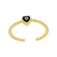 Fashion Heart Shape Copper Inlay Zircon Open Ring 1 Piece sku image 2