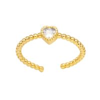 Fashion Heart Shape Copper Inlay Zircon Open Ring 1 Piece sku image 4