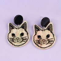 Fashion Cat Arylic Printing Women's Ear Studs 1 Pair main image 5