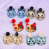 Fashion Cat Arylic Printing Women's Ear Studs 1 Pair main image 1