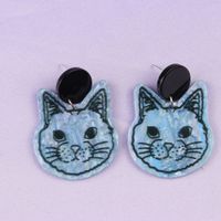 Fashion Cat Arylic Printing Women's Ear Studs 1 Pair sku image 1