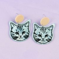 Fashion Cat Arylic Printing Women's Ear Studs 1 Pair sku image 5