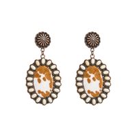 Vintage Style Oval Leopard Pu Leather Alloy Inlay Turquoise Women's Earrings 1 Pair main image 2