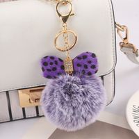 Cute Bow Knot Pu Leather Alloy Plush Plating Rhinestones Bag Pendant Keychain sku image 30