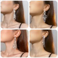 Exagéré Les Gouttelettes D'eau Gland Strass Incruster Strass Boucles D'oreilles 1 Paire main image 11