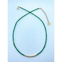 Basic Solid Color Natural Stone Titanium Steel Beaded Necklace 1 Piece sku image 2