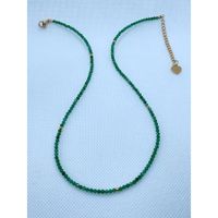 Basic Solid Color Natural Stone Titanium Steel Beaded Necklace 1 Piece sku image 1