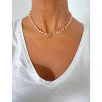 Fashion Round Natural Stone Pearl Titanium Steel Beaded Necklace 1 Piece main image 4