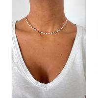 Fashion Round Natural Stone Pearl Titanium Steel Beaded Necklace 1 Piece main image 6
