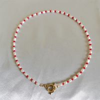 Mode Runden Ein Naturstein Perle Titan Stahl Perlen Halskette 1 Stück sku image 1