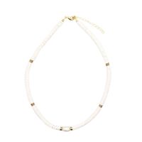 Fashion Solid Color Natural Stone Pearl Titanium Steel Patchwork Choker 1 Piece main image 3