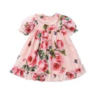 Summer Short-sleeved Girls Dress Sweet Printing Baby Clothing sku image 13