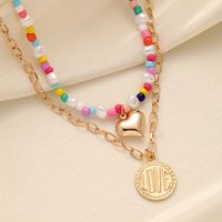 Retro Geometric Letter Heart Shape Alloy Plating Women's Layered Necklaces 1 Piece sku image 1