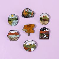 Fashion Letter Oval Scenery Alloy Plating Unisex Brooches main image 5
