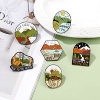 Fashion Letter Oval Scenery Alloy Plating Unisex Brooches main image 1