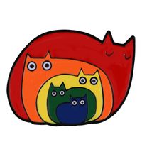 Fashion Rainbow Heart Shape Cat Alloy Plating Unisex Brooches sku image 5