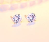 Fashion Solid Color Sterling Silver Inlay Zircon Ear Studs 1 Pair main image 5