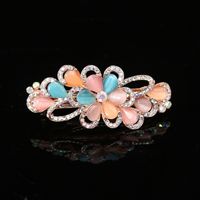 Shiny Flower Alloy Inlay Rhinestones Opal Hair Clip 1 Piece main image 2