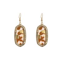 1 Pair Glam Retro Leopard Plating Inlay Pu Leather Alloy Rhinestones Gold Plated Drop Earrings sku image 2