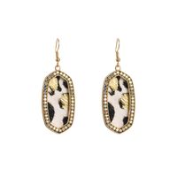 1 Pair Glam Retro Leopard Plating Inlay Pu Leather Alloy Rhinestones Gold Plated Drop Earrings sku image 1