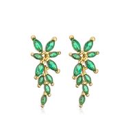 Fashion Leaf Copper Inlay Zircon Drop Earrings 1 Pair sku image 1