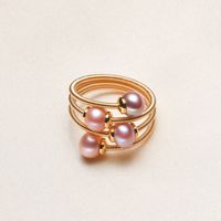 Simple Style Round Alloy Inlaid Pearls Women's Rings 1 Piece main image 3