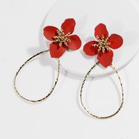 Fashion Flower Alloy Stoving Varnish Women's Drop Earrings 1 Pair sku image 3