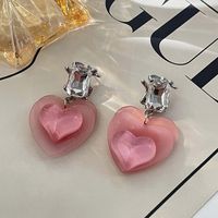Retro Heart Shape Silver Plated Inlay Artificial Pearls Rhinestones Women's Earrings 1 Pair sku image 12