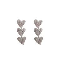 Retro Heart Shape Silver Plated Inlay Artificial Pearls Rhinestones Women's Earrings 1 Pair main image 5