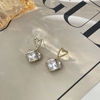 Retro Heart Shape Silver Plated Inlay Artificial Pearls Rhinestones Women's Earrings 1 Pair sku image 8