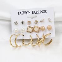 1 Set Fashion Triangle Heart Shape Butterfly Artificial Crystal Imitation Pearl Alloy Women's Earrings sku image 21