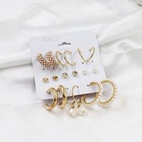 1 Set Fashion Triangle Heart Shape Butterfly Artificial Crystal Imitation Pearl Alloy Women's Earrings sku image 34