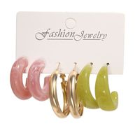 Simple Style Geometric Alloy Resin Inlay Artificial Pearls Rhinestones Women's Hoop Earrings 1 Set sku image 1