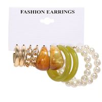 Simple Style Geometric Alloy Resin Inlay Artificial Pearls Rhinestones Women's Hoop Earrings 1 Set sku image 29