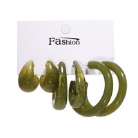 Simple Style Geometric Alloy Resin Inlay Artificial Pearls Rhinestones Women's Hoop Earrings 1 Set sku image 10