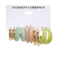 Simple Style Geometric Alloy Resin Inlay Artificial Pearls Rhinestones Women's Hoop Earrings 1 Set sku image 28