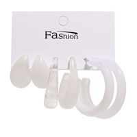Simple Style Geometric Alloy Resin Inlay Artificial Pearls Rhinestones Women's Hoop Earrings 1 Set sku image 8