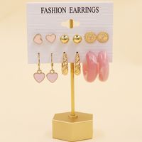 Simple Style Geometric Alloy Resin Inlay Artificial Pearls Rhinestones Women's Hoop Earrings 1 Set sku image 4