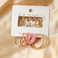 1 Set Simple Style Circle Heart Shape Butterfly Metal Plating Inlay Pearl Women's Earrings sku image 19