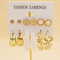 Simple Style Geometric Alloy Resin Inlay Artificial Pearls Rhinestones Women's Hoop Earrings 1 Set sku image 14