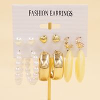 Simple Style Geometric Alloy Resin Inlay Artificial Pearls Rhinestones Women's Hoop Earrings 1 Set sku image 16