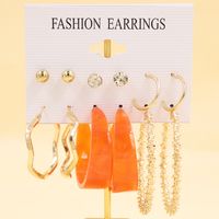 Simple Style Geometric Alloy Resin Inlay Artificial Pearls Rhinestones Women's Hoop Earrings 1 Set sku image 33