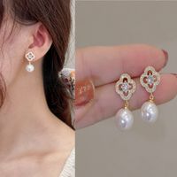 1 Pair Fashion Letter Square Heart Shape Inlay Imitation Pearl Alloy Artificial Gemstones Earrings sku image 32