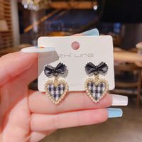 1 Pair Fashion Letter Square Heart Shape Inlay Imitation Pearl Alloy Artificial Gemstones Earrings sku image 40