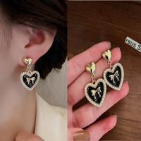 1 Pair Fashion Letter Square Heart Shape Inlay Imitation Pearl Alloy Artificial Gemstones Earrings sku image 104