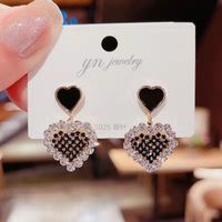 1 Pair Fashion Letter Square Heart Shape Inlay Imitation Pearl Alloy Artificial Gemstones Earrings sku image 49