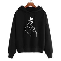 Femmes Sweat À Capuche Manche Longue Hoodies Et Pulls Molletonnés Impression Mode Forme De Cœur main image 3