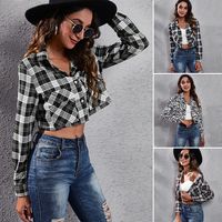 Women's Casual Plaid Printing Single Breasted Blouse main image 6